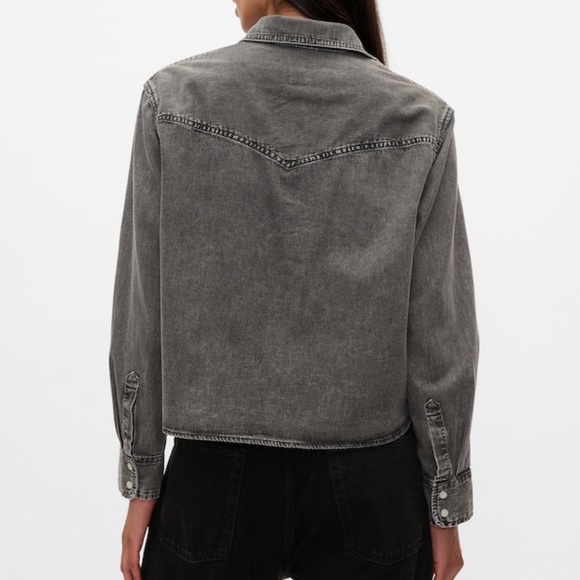 Gap Cropped Western Denim Shirt Large - Picture 3 of 3